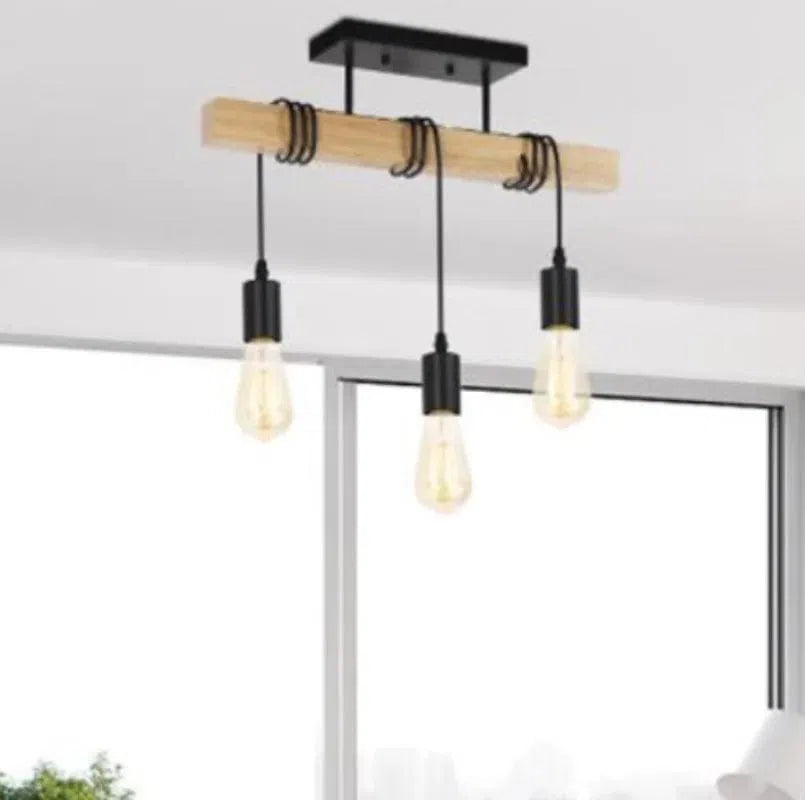 LumiaPla Plafonnier Vintus – Luminaire vintage en bois massif pour une ambiance industrielle