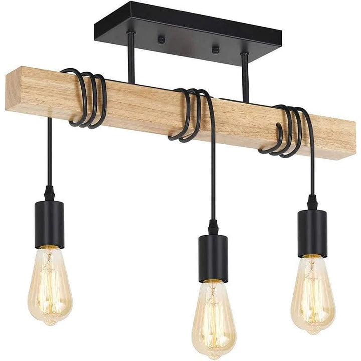 LumiaPla Plafonnier Vintus – Luminaire vintage en bois massif pour une ambiance industrielle